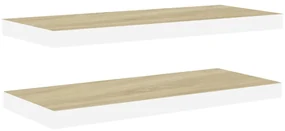 vidaXL Wandschappen zwevend 2 st 60x23,5x3,8 cm MDF eikenkleurig wit