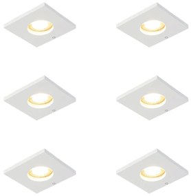 Set van 6 Moderne badkamer inbouwspot wit - Doku