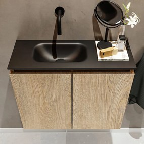 Mondiaz Ture 60cm toiletmeubel washed oak met wastafel urban links geen kraangat
