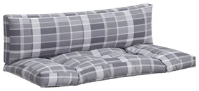vidaXL Bankkussens pallet 2 st ruitpatroon grijs