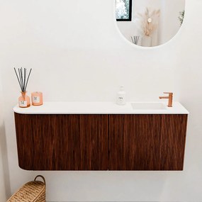 Mondiaz Joya 110cm toiletmeubel ronding links ruby met wastafel faye rechts 1 kraangat talc