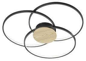 Plafondlamp zwart 90 cm incl. LED 3-staps dimbaar - Amal Modern rond Binnenverlichting Lamp