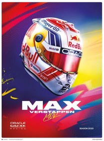 Kunstdruk Max Verstappen - Helmet 2023, (40 x 50 cm)