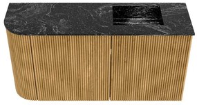 Mondiaz Joya DLux 80cm toiletmeubel ronding links oak met wastafel faye rechts zonder kraangat lava