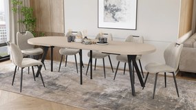 Mazzoni EXPANSO Kasjmier / zwarte poten - OVALE UITSCHUIFTAFEL 160-360 cm VOOR 16-18 PERSONEN