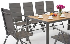 Garden Point grijze aluminium tuinmeubelen met grote Verona Wood tafel voor 10 personen