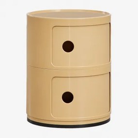 Ronde Nachtkastje Ø30 Cm Met Planken Babel Lichte Mosterd & 2 Lades - Sklum