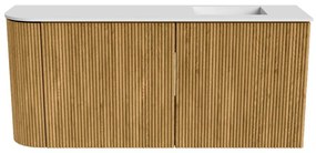 Mondiaz Joya 90cm toiletmeubel ronding links oak met wastafel faye rechts zonder kraangat talc