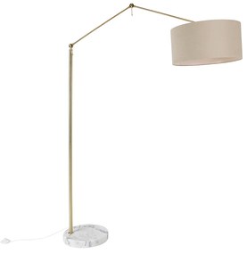 Vloerlamp goud met kap lichtbruin 50 cm verstelbaar - Editor Design, Modern E27 Binnenverlichting Lamp