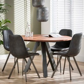 Ronde Eettafel Hout En Metaal - 120 X 120cm.