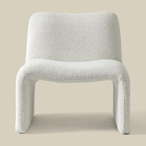 Gebogen Fauteuil Creme Stof