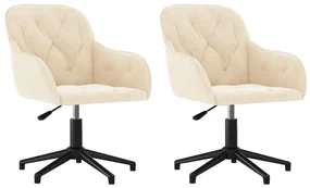 vidaXL Eetkamerstoelen draaibaar 2 st fluweel crèmekleurig