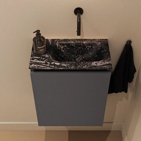 Mondiaz Ture DLux toiletmeubel 40cm dark grey met wastafel lava rechts zonder kraangat