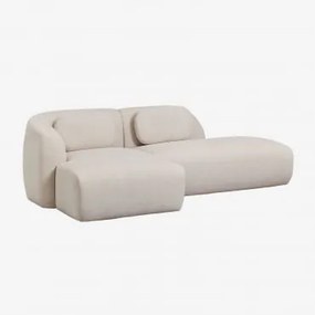 2-delige Linker Modulaire Chaise Longue Bank Met Rechter Divan In Chenille Coquette Chenille Crèmebeige - Sklum
