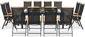 Verona aluminium polywood tuinmeubelen met grote Wood tafel voor 12 personen Garden Point zwart
