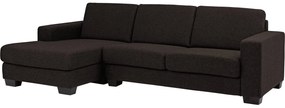 Goossens Hoekbank N-joy Divana Met Chaise Longue donkerbruin, stof, 2,5-zits, stijlvol landelijk met chaise longue links