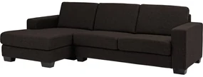 Goossens Hoekbank N-joy Divana Met Chaise Longue donkerbruin, stof, 2,5-zits, stijlvol landelijk met chaise longue links