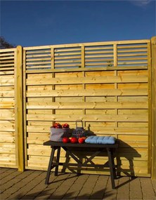 Schutting met doorkijk vuren - Newline recht groen geimpregneerd (180 x 180 cm) geschaafd