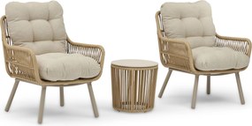 Loungestoel Rope Zand/Beige Coco Conforta bistroset 3 delig (2 x )