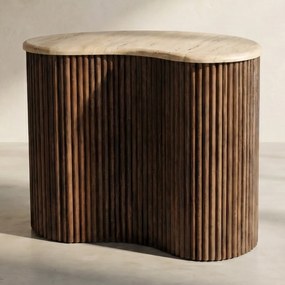 Bijzettafel Met Travertin Blad - 50 X 33cm.