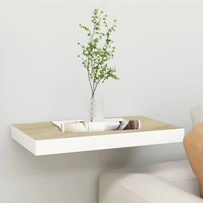vidaXL Wandschap zwevend 50x23x3,8 cm MDF eikenkleurig en wit