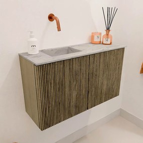 Mondiaz Joya DLux 70cm toiletmeubel dusk met wastafel faye links zonder kraangat glace
