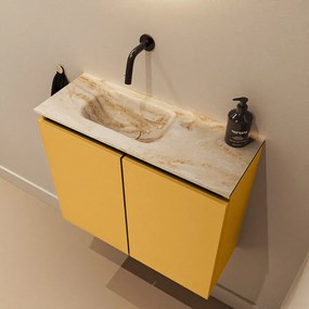 Mondiaz Ture DLux toiletmeubel 60cm ocher met wastafel frappe links zonder kraangat