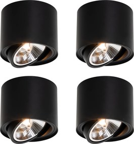Set van 4 moderne plafondspots zwart draai- en kantelbaar AR111 - Rondoo Up