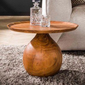 Salontafel Met Bolvoet Acacia Hout - 60 X 60cm.