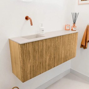 Mondiaz Joya DLux 100cm toiletmeubel ronding rechts oak met wastafel faye links zonder kraangat meli