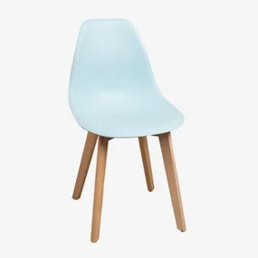 Set Van 2 Eetkamerstoelen In Polypropyleen En Beukenhout Scand Nordic Water Blauw - Sklum