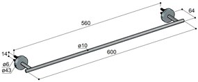 Hotbath Archie handdoekstang 60cm RVS