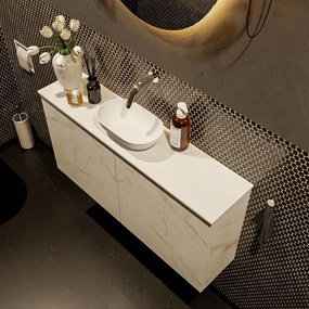 Mondiaz Fowy toiletmeubel 100cm Carrara met witte waskom midden zonder kraangat