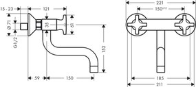 Hansgrohe Logis Classic wandkeukenkraan met onder uitloop Chroom