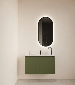 Gliss Design Echo toiletmeubel 80cm olijfgroen met toppaneel wit mat