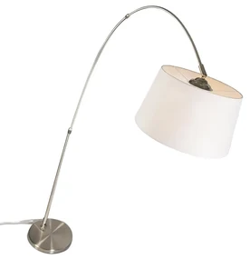 Moderne booglamp staal met witte stoffen kap - Arc Basic Modern E27 rond Binnenverlichting Lamp