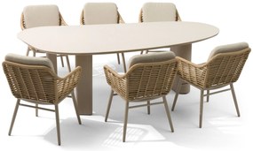 Tuinset 6 personen 240 cm Aluminium/rope Taupe Coco Antoni/Weave
