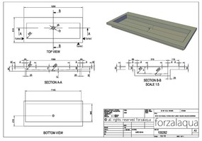 Forzalaqua Nova wastafel 120x50cm zonder kraangat carrara gepolijst