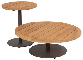 4 Seasons Outdoor Volta loungetafel terre met teak blad Ø 80 cm (H 30 cm)  Loungetafel    bruin weerbestendig