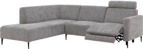 Goossens Hoekbank Tiolo Met Relaxfunctie En Hoofdsteun grijs, stof, 3-zits, modern design met ligelement links