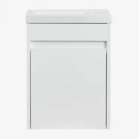 Badkamermeubelset In Hout Met Geïntegreerde Wastafel Narek Wit & Spiegelloze & Zonder Kraan & ↔︎ 40 Cm - Sklum