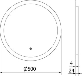 Mexen Oro verlichte badkamer spiegel, rond 50 cm, LED 6000K, anti-condens - 9824-050-050-611-00