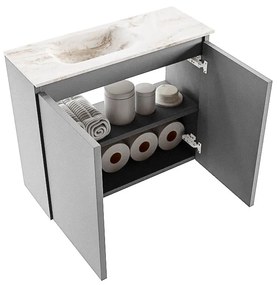 Mondiaz Ture DLux toiletmeubel 60cm plata met wastafel frappe links met kraangat