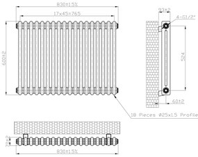 Eastbrook Imperia 2 koloms radiator 85x60cm 1143W metaal