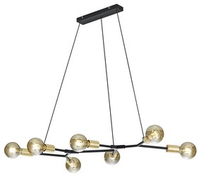 Eettafel / Eetkamer Design hanglamp zwart met goud 7-lichts - Dirk Design, Modern E27 Binnenverlichting Lamp