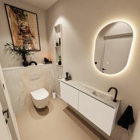 MONDIAZ TURE-DLUX 120cm toiletmeubel Talc. EDEN wastafel Ostra positie rechts. Met 1 kraangat. TUREDX120TALR1OST