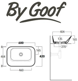 By Goof Mees rechthoekige design waskom 60x42cm matzwart