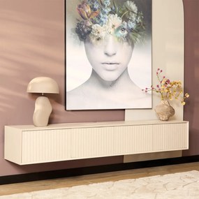Starfurn Madison Sand Beige Tv-meubel Hangend Ribbels 200 Cm - 200x35x30cm.