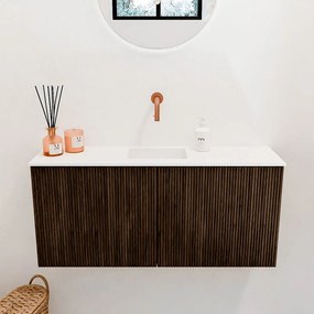 Mondiaz Joya 90cm toiletmeubel walnut met wastafel faye midden zonder kraangat talc