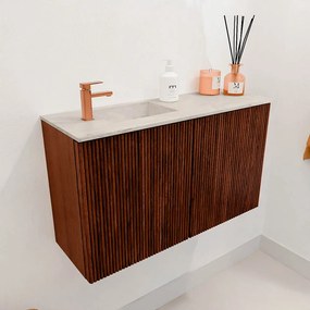 Mondiaz Joya DLux 70cm toiletmeubel ruby met wastafel faye links 1 kraangat ostra